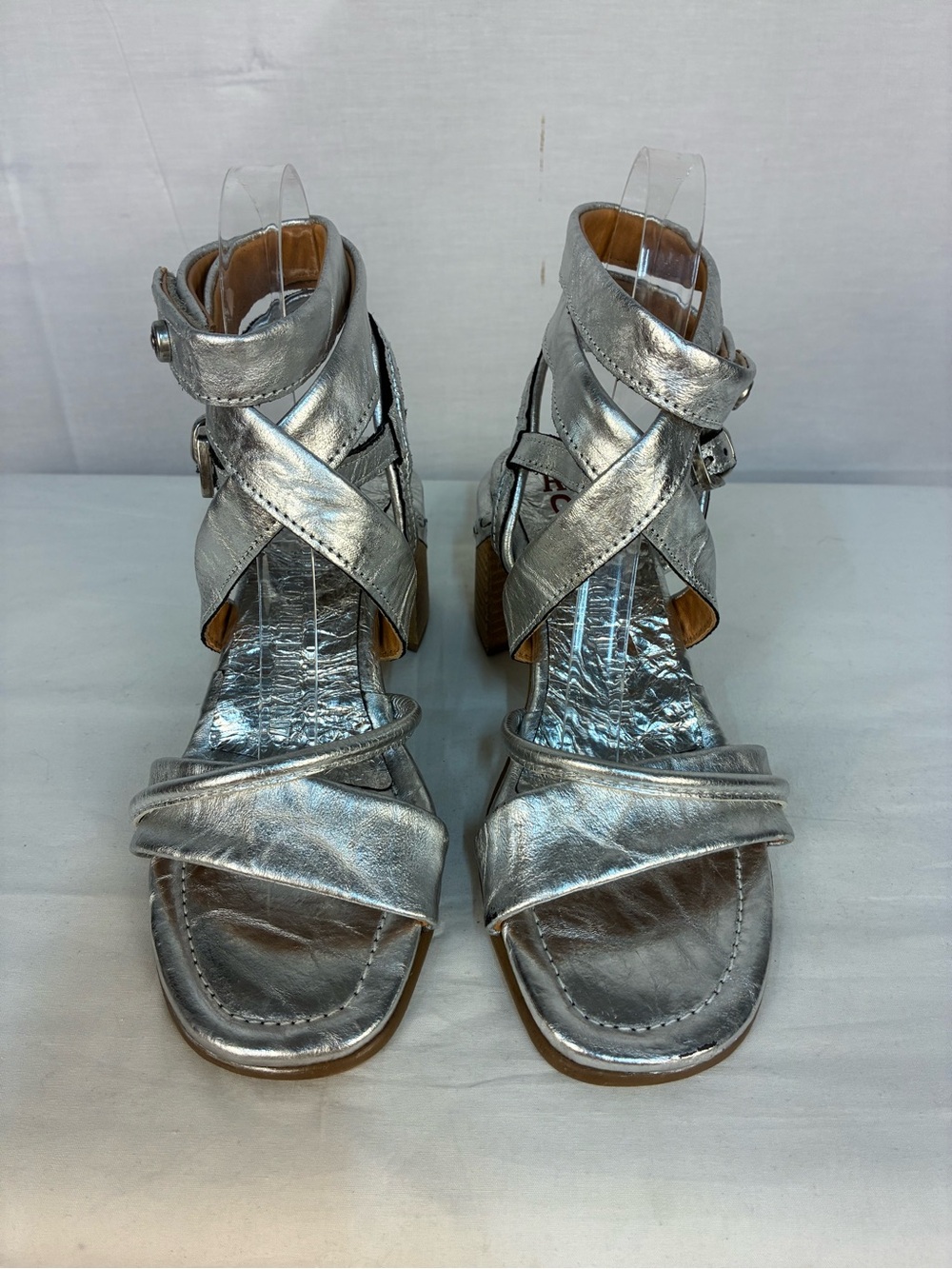 A.S.98 Mack Wrap Sandal in Silver Metallic 6 - Picture 2 of 8